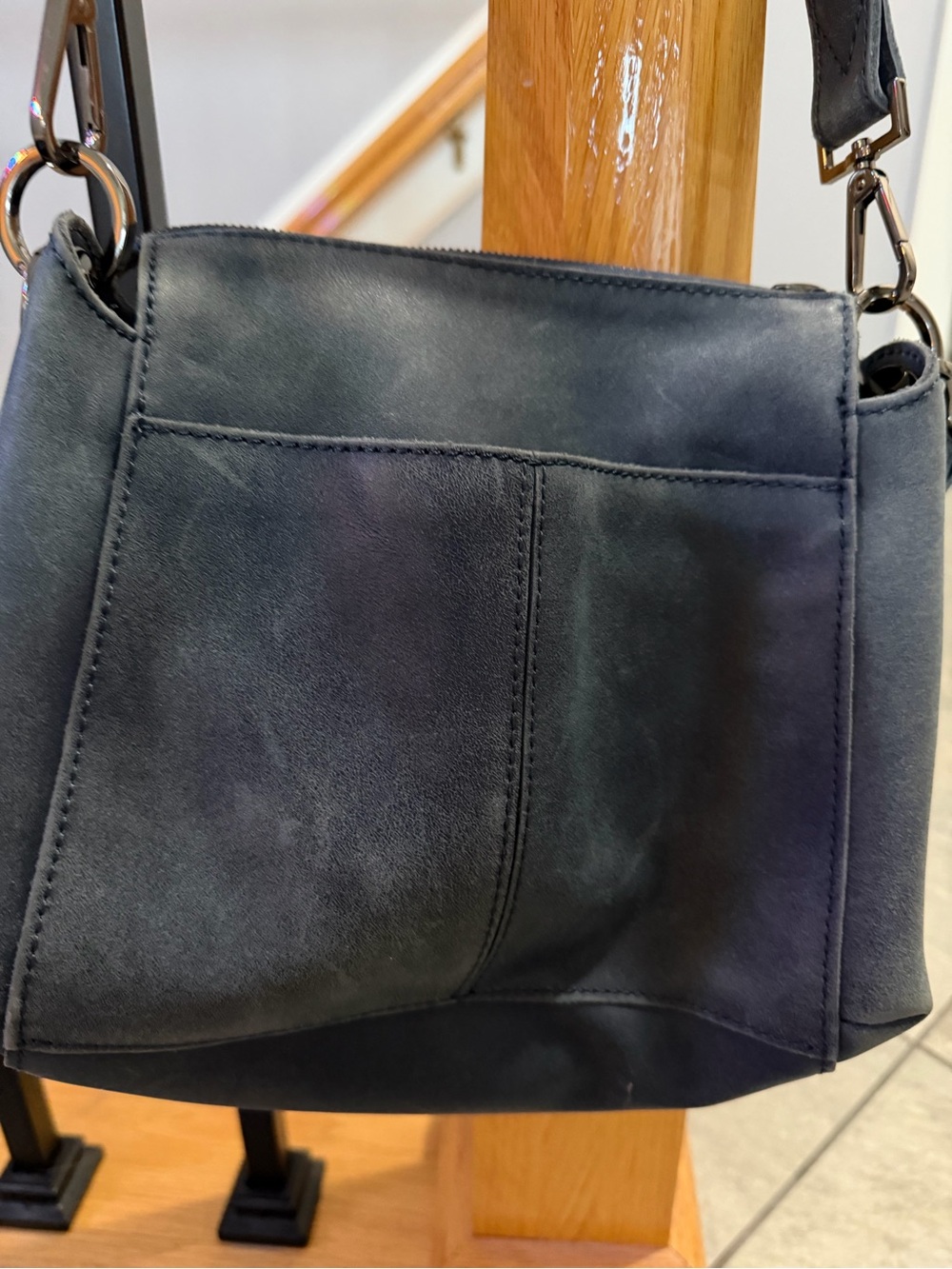 Hammitt Bryant Medium Navy Blue Leather Crossbody Bag - Picture 4 of 8